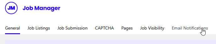 WP Job Manager email notifications tab interface